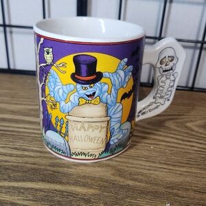 Halloween Ghost Mug with Skeleton Handle